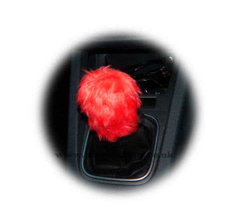Racing Red fuzzy faux fur Gear knob stick shift cover