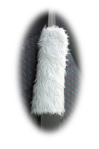 Silver light grey shoulder strap pad / guitar / car / bag furry and fluffy