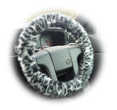 Fuzzy Faux fur Steering wheel cover in a choice of print's Poppys Crafts