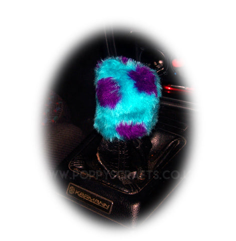 Fuzzy faux fur Spotty Monster print Gearknob cover cute