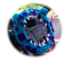 Cute Fuzzy faux fur Spotty Monster car steering wheel cover Poppys Crafts