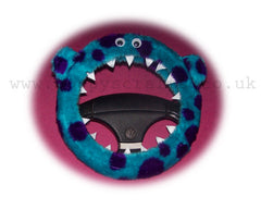 Cute Fuzzy faux fur Spotty Monster car steering wheel cover Poppys Crafts