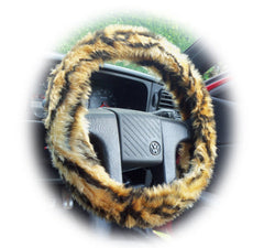 Fuzzy Faux fur Steering wheel cover in a choice of print's Poppys Crafts