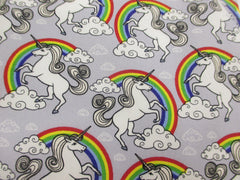 Unicorn's and Rainbow's on Grey cotton car steering wheel cover Poppys Crafts