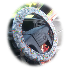 Unicorns and Rainbows cotton car steering wheel cover Poppys Crafts