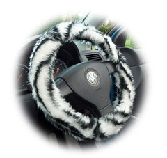 Fuzzy Faux fur Steering wheel cover in a choice of print's Poppys Crafts