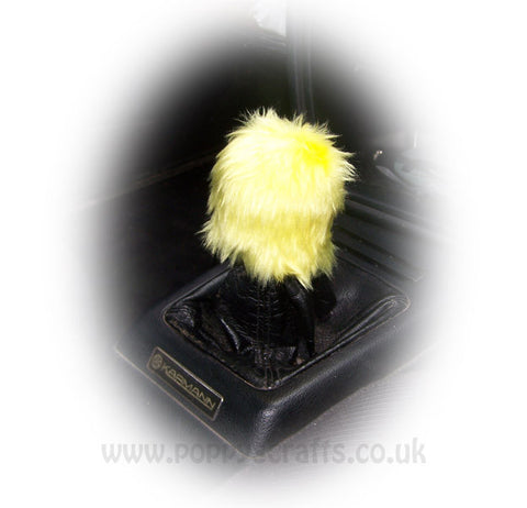 Fuzzy faux fur Bright Yellow Gearknob cover cute