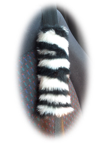 Zebra Stripe Black and white faux fur single shoulder strap pad Poppys Crafts